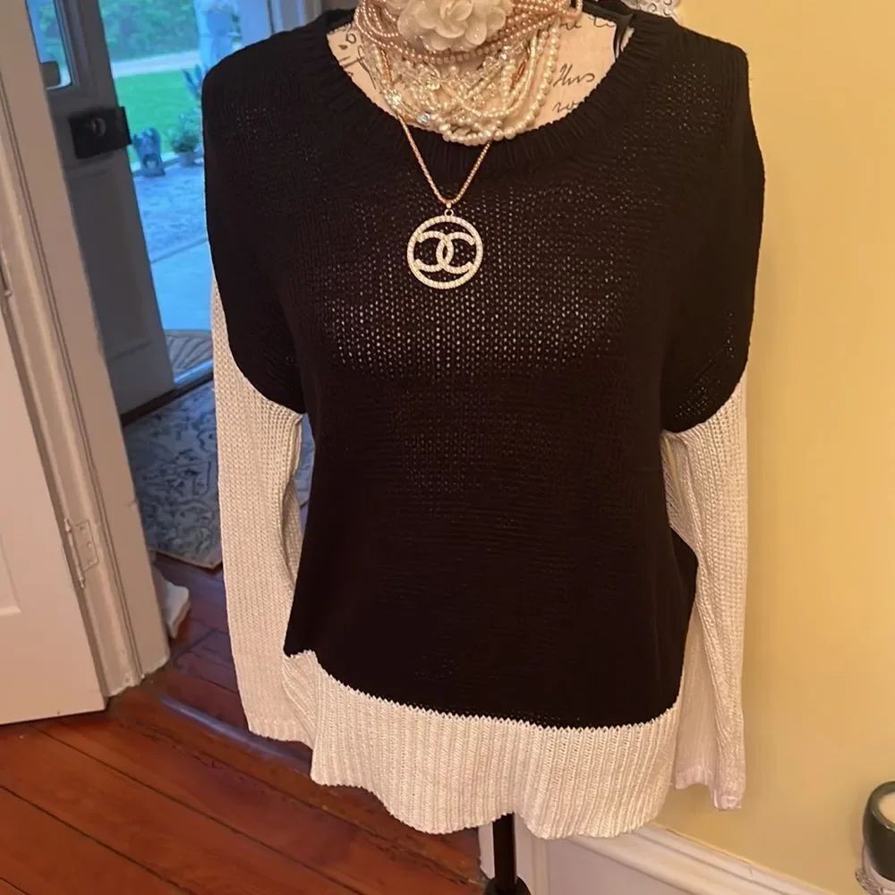 Harper Heritage Classic Knit Color-block Contrast Loos Knit Thin Sweater Small